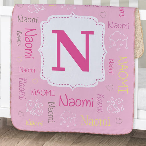 Personalized Baby Name Baby Sherpa Blanket - Personalized Infant Blanket - Way Up Gifts
