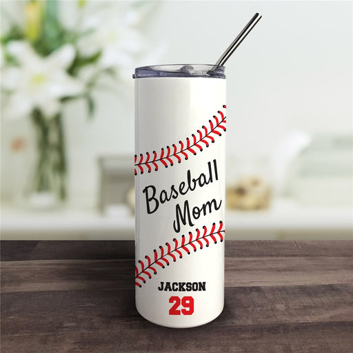 Personalized Baseball Mom Tumbler with Straw - Way Up Gifts