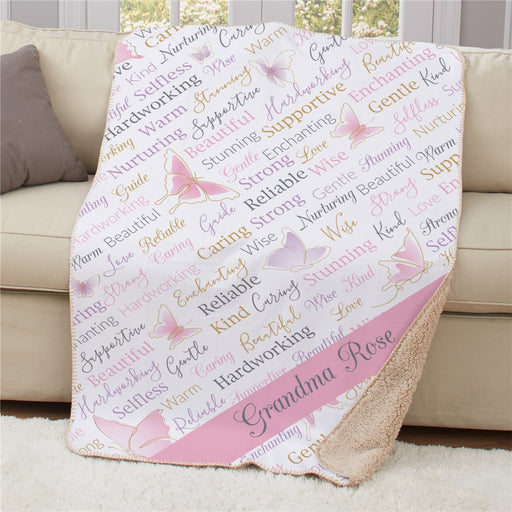 Personalized Beautiful Butterflies Static Word Art 50X60 Sherpa Blanket - Large Butterfly Word Art Blanket - Way Up Gifts