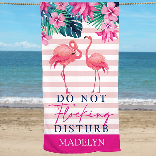 Funny Flamingo Do Not Disturb Custom Beach Towel - Way Up Gifts