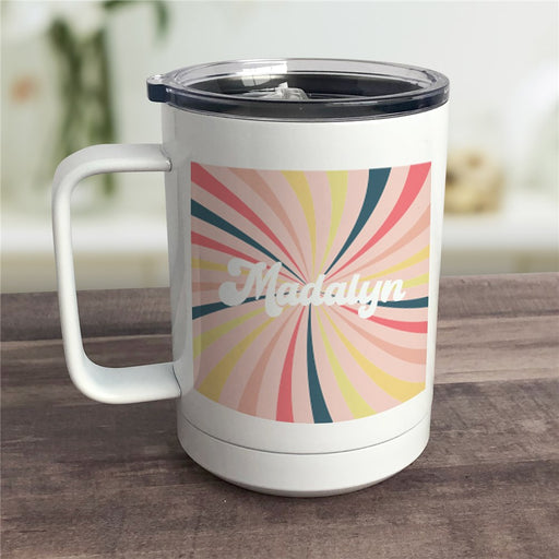 Personalized Retro Sunburst Insulated Travel Mug - Way Up Gifts