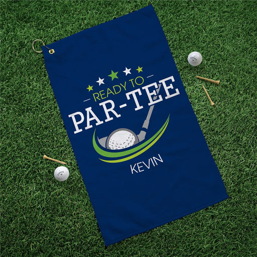 Ready to Par-Tee Golf Towel - Personalized Groomsmen Golf Gift - Way Up Gifts