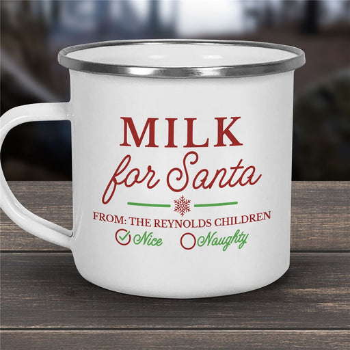 Santa's Milk Check Mark Camper Mug - Personalized Christmas Mug - Way Up Gifts