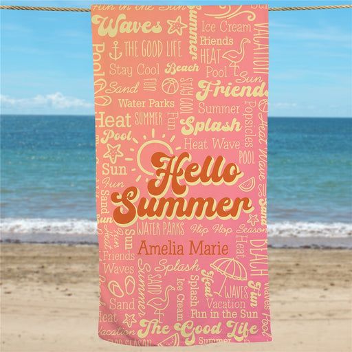 Groovy Hello Summer Beach Towel - Custom Vibes - Way Up Gifts