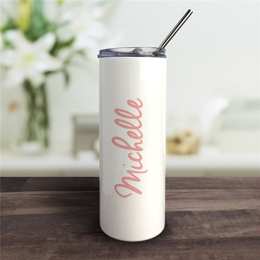 Personalized Script Color Name Vertical 20 oz. Tumbler w/ Straw & Lid - Way Up Gifts