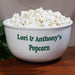 Personalized Popcorn Bowl - Custom Text Large White Snack Bowl - Way Up Gifts