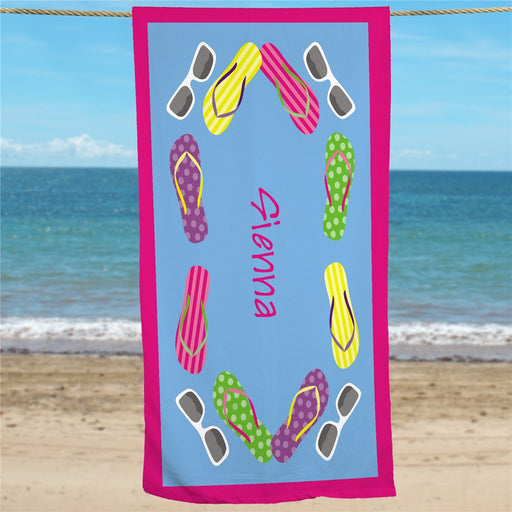 Flip Flop Print Personalized Beach Towel - Way Up Gifts