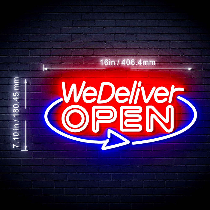 Open Delivery We Deliver Flex Silicone LED Neon Sign - Way Up Gifts