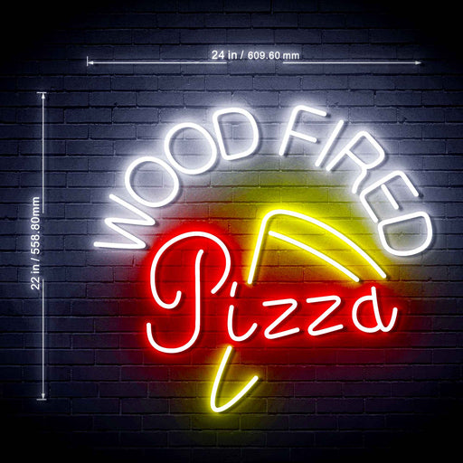 Wood Fired Pizza 3-Color Ultra-Bright LED Neon Sign w/ Remote - Way Up Gifts