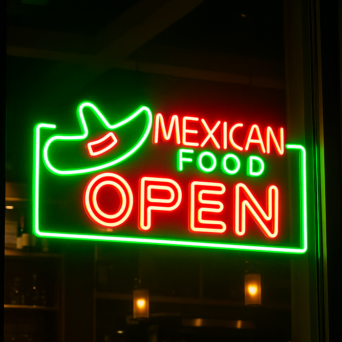 Restaurant Mexican Food Open Ultra-Bright LED Sign with Remote (Neon-Style, LED Technology) - Way Up Gifts
