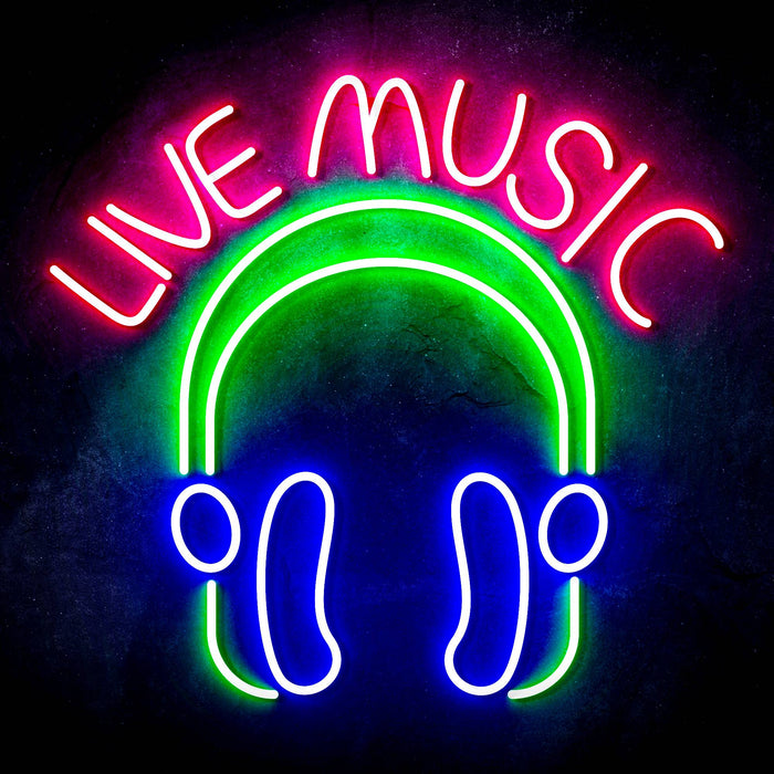 Live Music with Headphones Ultra-Bright LED Neon Sign - Way Up Gifts