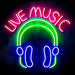 Live Music with Headphones Ultra-Bright LED Neon Sign - Way Up Gifts