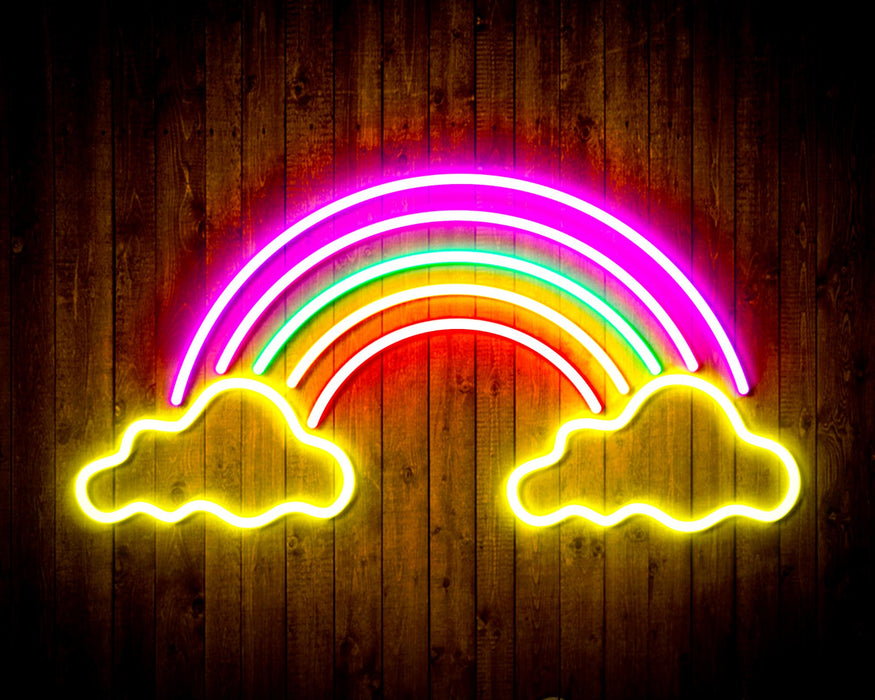 Clouds with Rainbow Kid Room Flex Silicone LED Neon Sign - Way Up Gifts