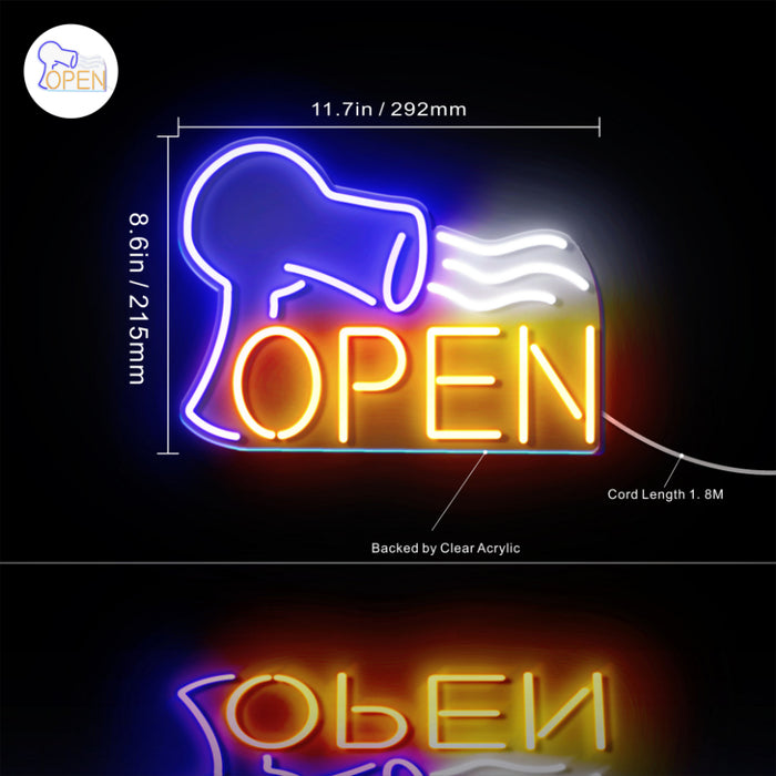 Hair Dryer Salon Open Flex Silicone LED Neon Sign - Way Up Gifts