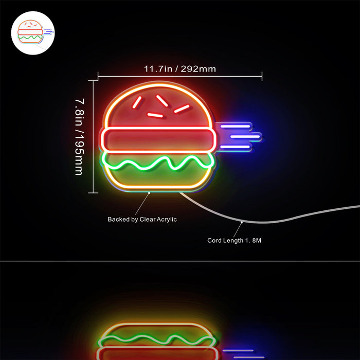 Hamburger Burger Flex Silicone LED Neon Sign - Way Up Gifts