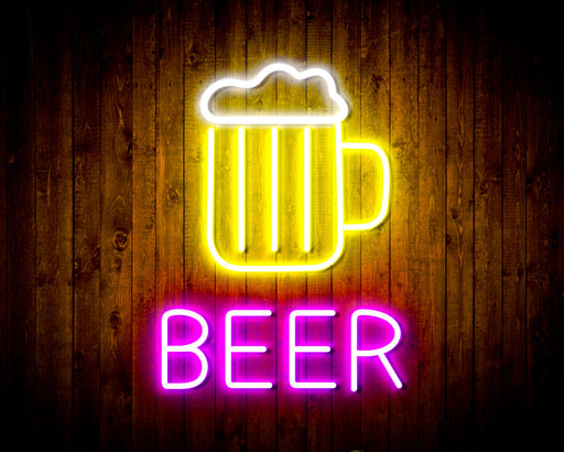 Beer with Beer Mug Flex Silicone LED Neon Sign - Way Up Gifts