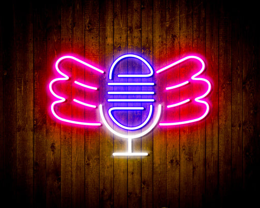 Microphone with Wings Flex Silicone LED Neon Sign - Way Up Gifts