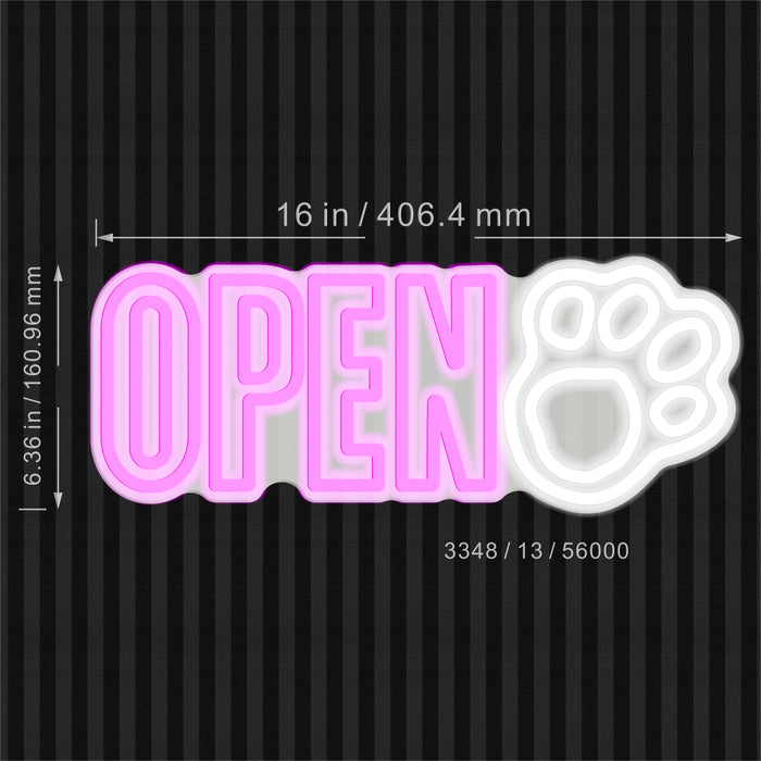 Open Paw Print Dog Grooming Flex Silicone LED Sign (Neon-Style, LED Technology) - Way Up Gifts