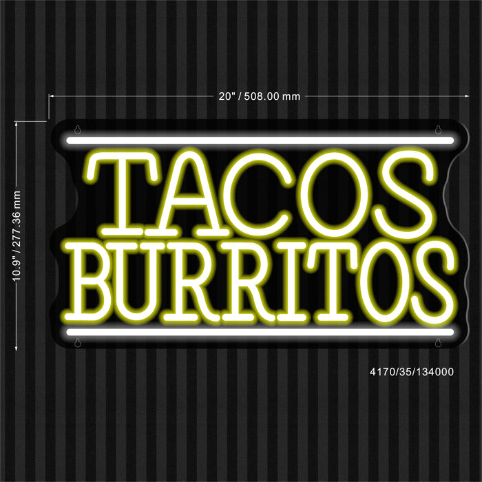 Mexican Tacos Burritos Ultra-Bright LED Sign with Remote (Neon-Style, LED Technology) - Way Up Gifts