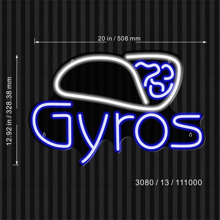 Gyros Ultra-Bright LED Sign with Remote (Neon-Style, LED Technology)