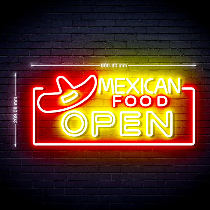 Restaurant Mexican Food Open Ultra-Bright LED Neon Sign w/ Remote - Way Up Gifts