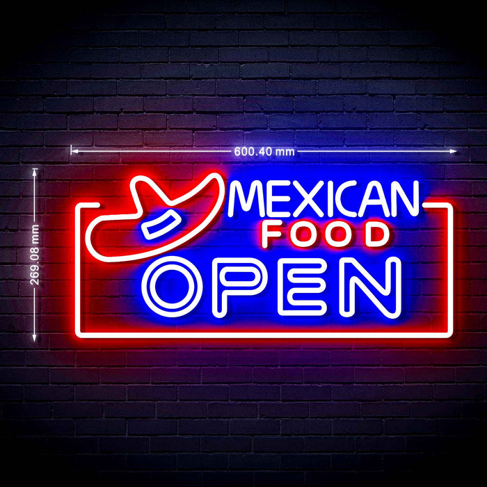 Restaurant Mexican Food Open Ultra-Bright LED Neon Sign w/ Remote - Way Up Gifts