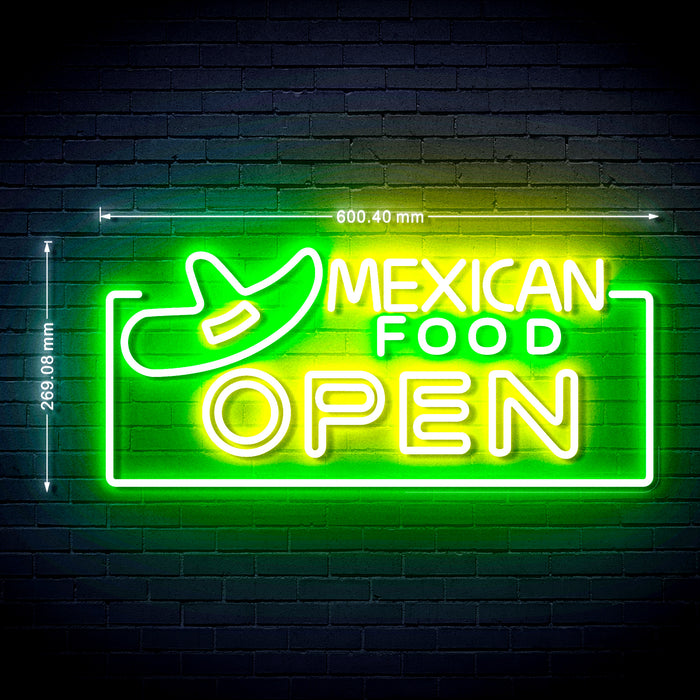 Restaurant Mexican Food Open Ultra-Bright LED Neon Sign w/ Remote - Way Up Gifts