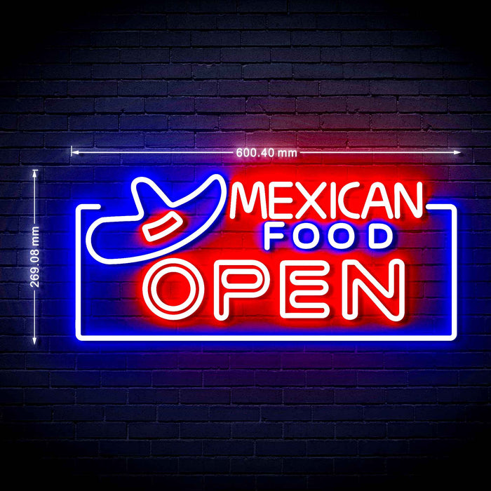 Restaurant Mexican Food Open Ultra-Bright LED Neon Sign w/ Remote - Way Up Gifts