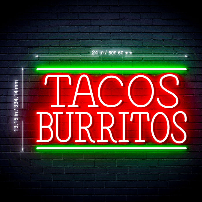 Mexican Tacos Burritos Ultra-Bright LED Sign with Remote (Neon-Style, LED Technology) - Way Up Gifts