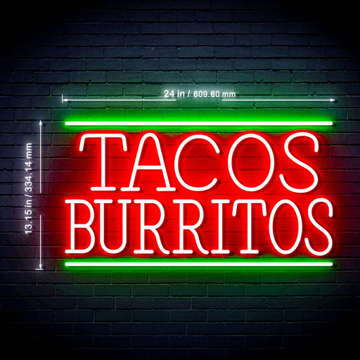 24" Mexican Tacos Burritos Ultra-Bright LED Neon Sign w/ Remote - Way Up Gifts