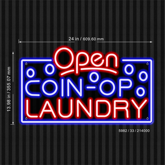 Laundromat Open Coin Operated Laundry Ultra-Bright LED Sign with Remote (Neon-Style, LED Technology) - Way Up Gifts