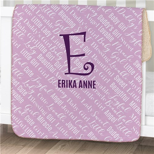 Personalized Baby Name Sherpa Baby Blanket - Custom Name Baby Blanket - Way Up Gifts