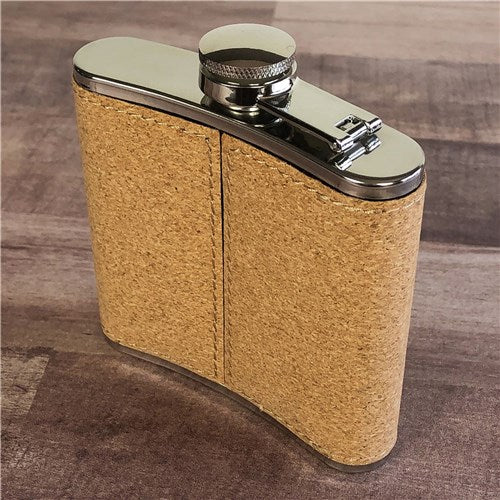 Personalized Cork Flask for Groomsmen - Circular Lines Design - Way Up Gifts