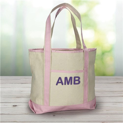 Canvas Tote Bag with Three Initials - Personalized Gift - Way Up Gifts