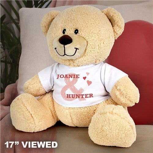 Romantic Couple's Teddy Bear - Personalized Shirt with Couple's Names - Way Up Gifts