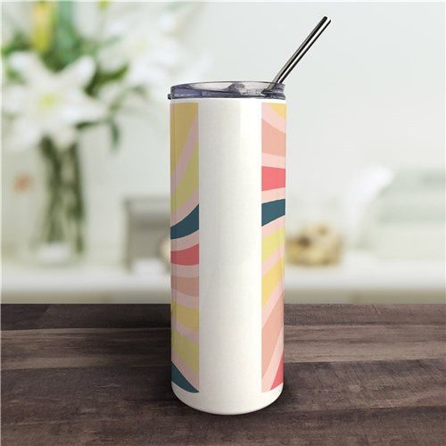 Retro Sunburst Tumbler - Personalized Summer Design with Straw