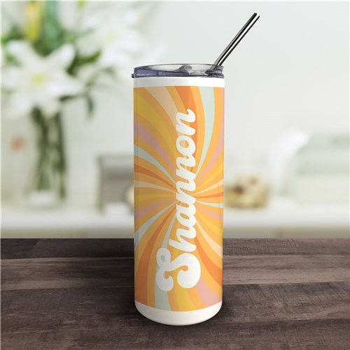 Retro Sunburst Tumbler - Personalized Summer Design with Straw