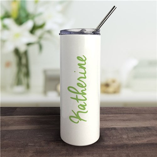 Vertical Script Name Tumbler - Personalized 20 oz. with Straw & Lid