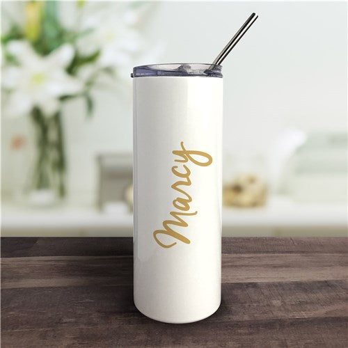 Vertical Script Name Tumbler - Personalized 20 oz. with Straw & Lid