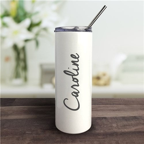 Vertical Script Name Tumbler - Personalized 20 oz. with Straw & Lid