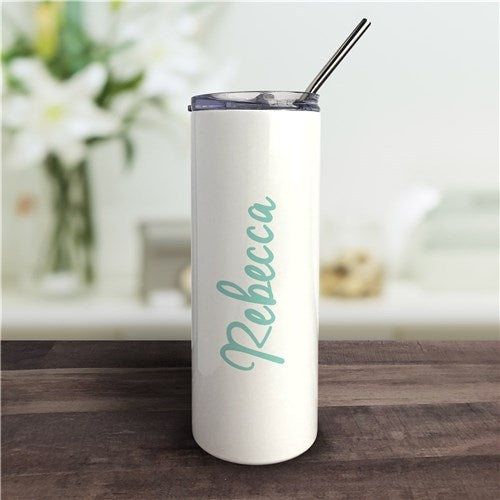 Vertical Script Name Tumbler - Personalized 20 oz. with Straw & Lid