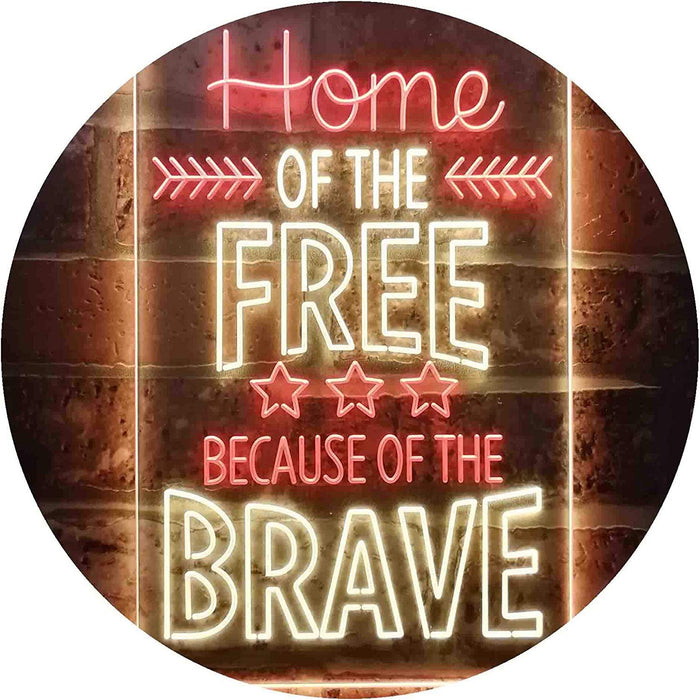 USA Home of The Free Because of The Brave LED Neon Light Sign - Way Up Gifts