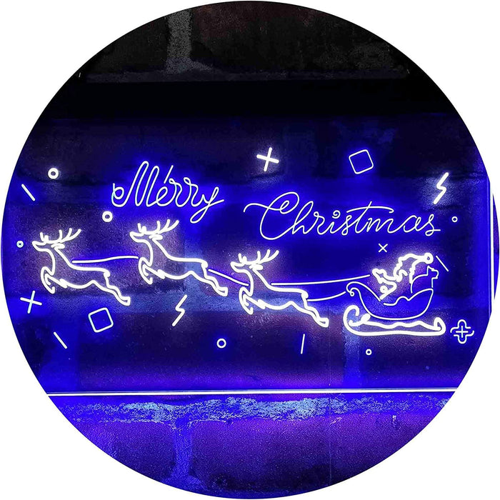 Merry Christmas Santa Claus Sleigh Reindeer LED Neon Light Sign - Way Up Gifts