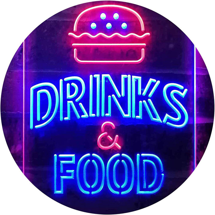 Hamburgers Drinks and Food LED Neon Light Sign - Way Up Gifts