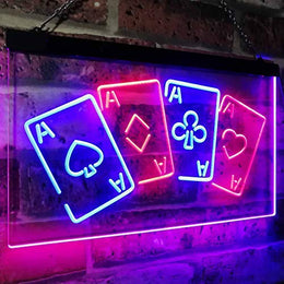 Buy Four Aces Poker Casino LED Neon Light Sign – Way Up Gifts