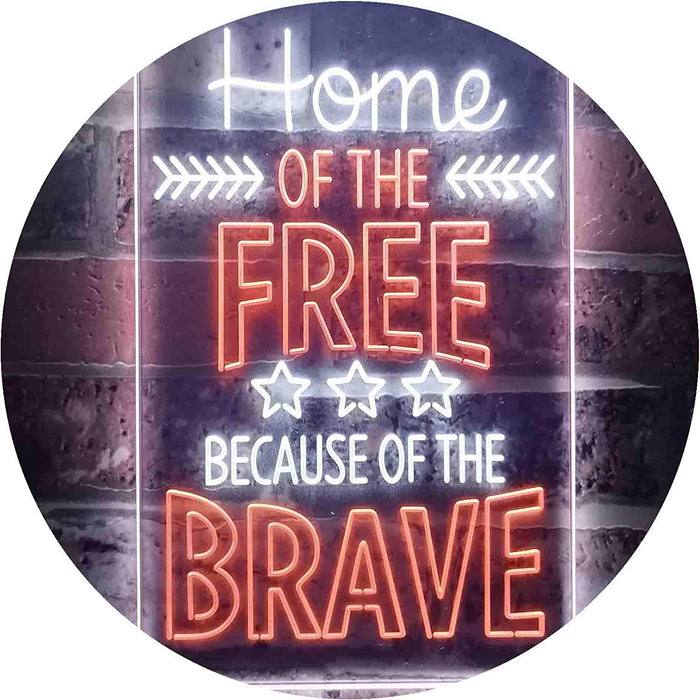 USA Home of The Free Because of The Brave LED Neon Light Sign - Way Up Gifts