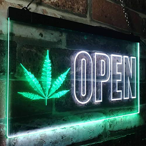 Open Medical Marijuana Leaf LED Neon Light Sign - Way Up Gifts