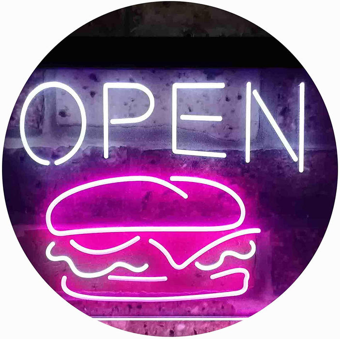 Hamburgers Burgers Open LED Neon Light Sign - Way Up Gifts