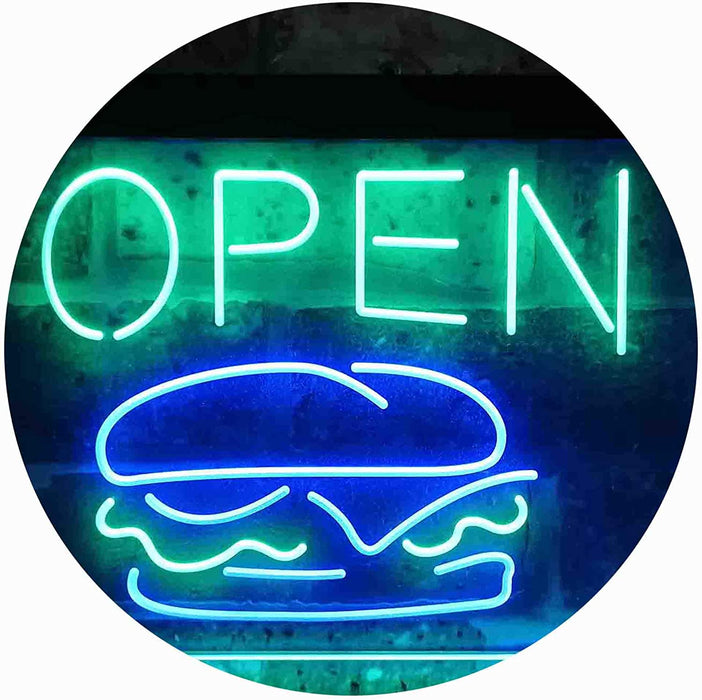 Hamburgers Burgers Open LED Neon Light Sign - Way Up Gifts