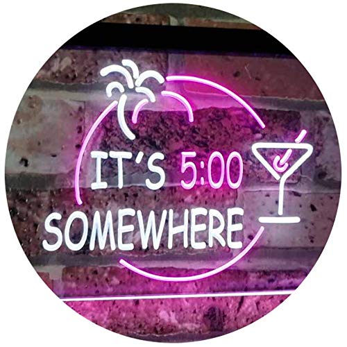 Cocktails It's Five O'Clock Somewhere LED Neon Light Sign - Way Up Gifts